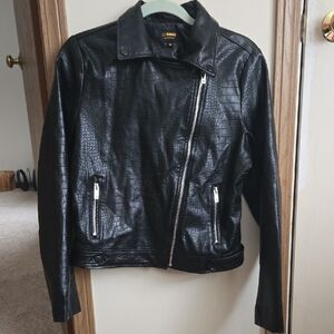 Ci Sono Women's Faux Leather Snakeskin Patterned Zippered Motorcycle Jacket